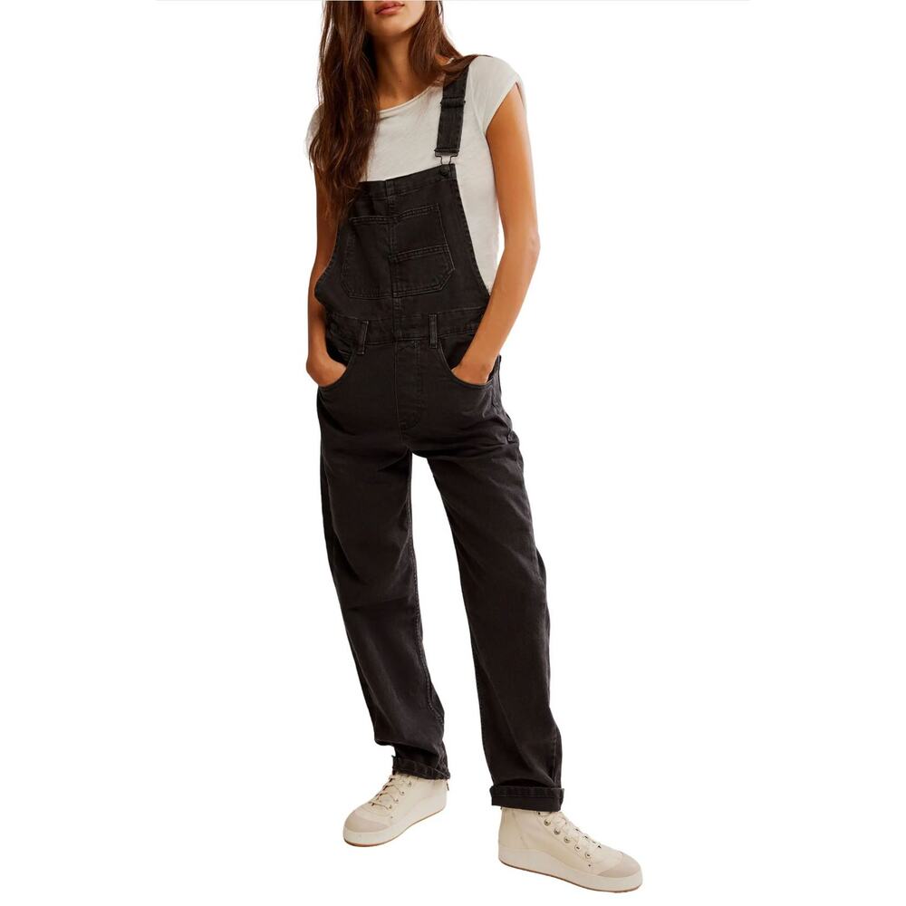 Free People We the Free Ziggy Black Denim Overalls XS 100% Cotton Classic - Picture 16 of 16